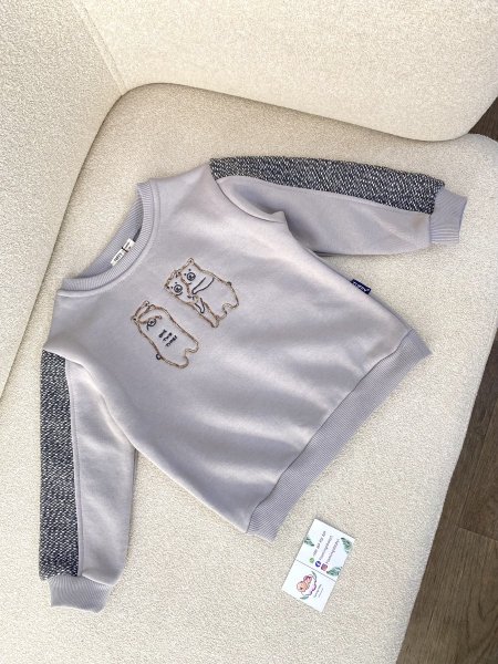 بلوزة فوتر مبطن رمادي