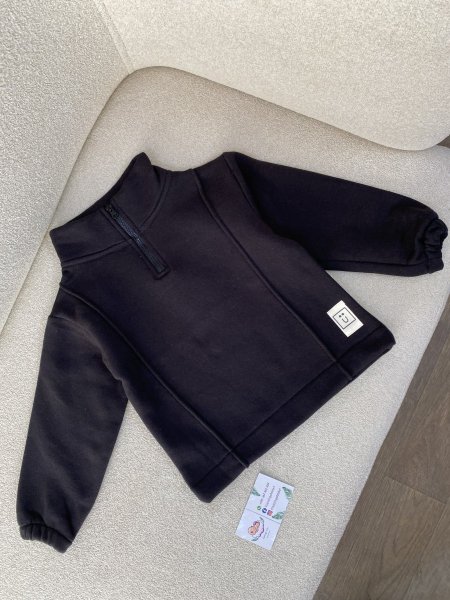 بلوزة فوتر مبطن أسود