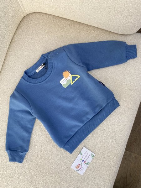 بلوزة فوتر مبطن أزرق