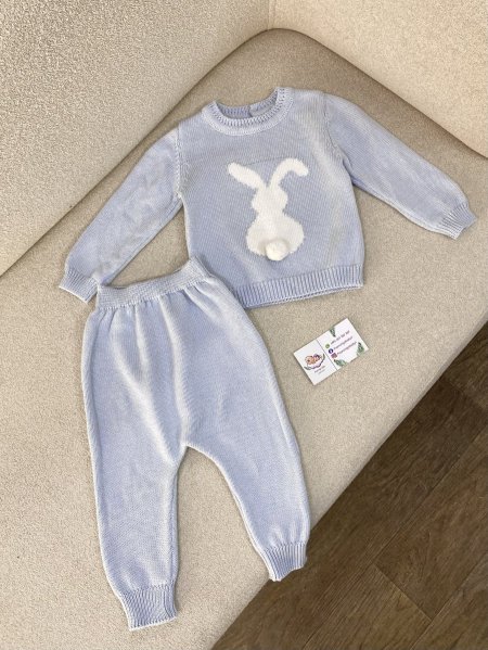 طقم صوف ناعم أزرق