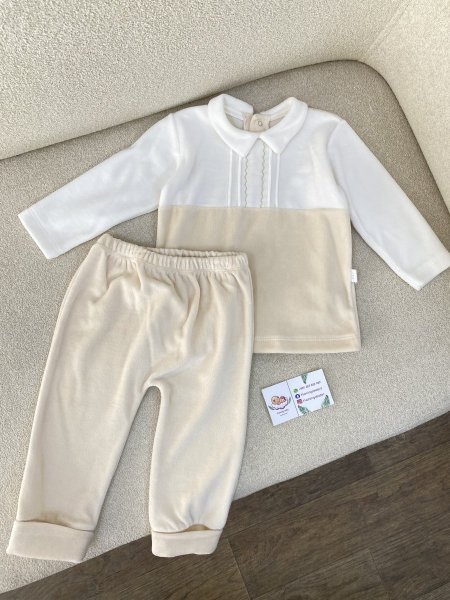 طقم مخمل بيج ولادي