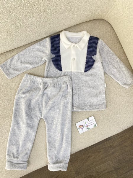 طقم مخمل ولادي أنيق